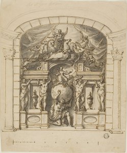 Projekt scenografii scenicznej (Hampton Court) z postaciami mitologicznymi autorstwa James Thornhill