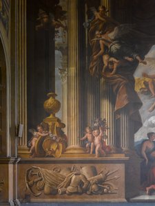 Fragment zachodniej ściany Malowanej Sali, malowidło ścienne z ok. 1707-27 autorstwa James Thornhill
