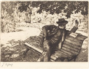 Denoisel czytanie w ogrodzie, 1882. autorstwa James Tissot