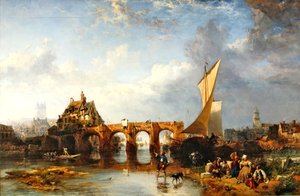 Pont des Treilles na rzece Maine w Angers autorstwa James Vivien de Fleury