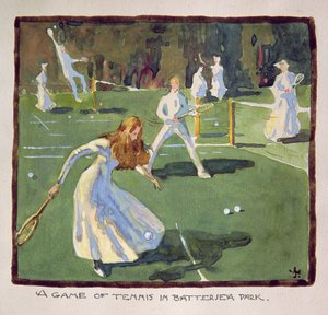 Gra w tenisa w Battersea Park (wc na papierze)