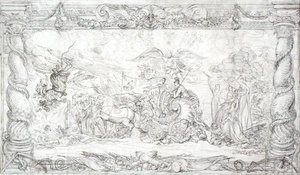 Projekt dla „Alegoria Waterloo”, c.1815-22 (pióro i czarny tusz na papierze) autorstwa James Ward