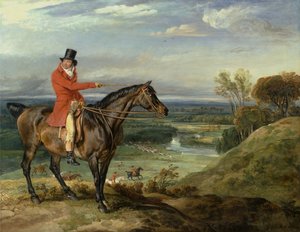 Polowanie Johna Levetta w Wychnor, Staffordshire [tytuł alternatywny: Theophilus Levett and a Favorite Hunter) autorstwa James Ward