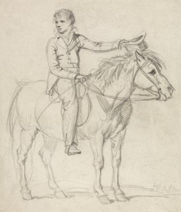 Lord Stanhope (1753-1816) jako chłopiec jadący na kucyku (ołówek na papierze) autorstwa James Ward