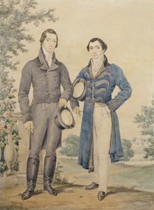 Portret dwóch panów, 1817 (ołówek i wc, podkreślone bielą) autorstwa James Warren Childe