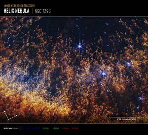 Mgławica Helix (zdjęcie wykonane kamerą NIRCam w trybie Compass) autorstwa James Webb Space Telescope (NASA)