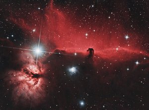 Mgławica Koński Łeb i Mgławica Płomień autorstwa James Webb Space Telescope (NASA)