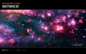 Sagittarius B2 (zdjęcie wykonane przez MIRI w trybie Compass) autorstwa James Webb Space Telescope (NASA)