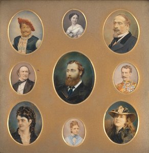 Dziewięć portretów w oryginalnym Passe-Partout, lata 80. XIX wieku. autorstwa James William Bailey