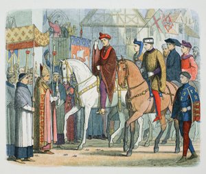 Karol VI z Francji i Henryk V z Anglii powitani przez duchowieństwo, Paryż, 1420 1864