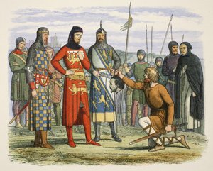 Głowa Gavestona pokazana hrabiemu Lancaster, od A Chronicle of England 55 pne do 1485 rne, wyd. Londyn autorstwa James William Edmund Doyle