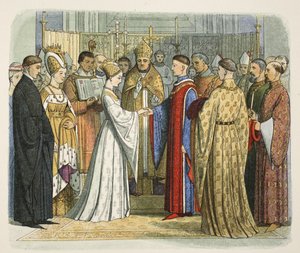 Małżeństwo Henryka V i Katarzyny Francuskiej, 2 czerwca 1420, z A Chronicle of England BC 55 do AD 1485, pub. London, 1863. autorstwa James William Edmund Doyle