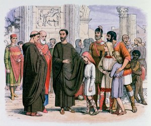 Papież Grzegorz w Rzymie widząc blond niewolników, XIX wiek autorstwa James William Edmund Doyle