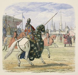 Ryszard II zatrzymuje pojedynek pomiędzy Hereford i Norfolk, od A Chronicle of England BC 55 do AD 1485, wyd. Londyn autorstwa James William Edmund Doyle