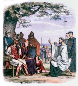 Św. Augustyn przemawia do króla Ethelberta i królowej Berty, XIX w. autorstwa James William Edmund Doyle