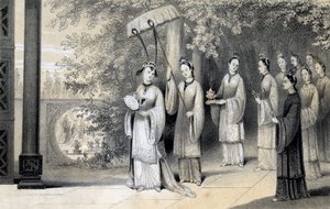 Cesarzowa i jej sługi w drodze do świątyni z gaju morwowego, 1847 r.