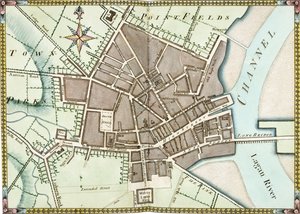 Dwustronicowy plan akwarelowy Belfastu, ok. 1795 r. autorstwa James Williamson