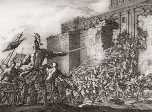Pompejusz atakujący Świątynię Jerozolimską w 63 roku p.n.e. (druk)