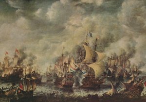 Bitwa morska między Anglikami i Holendrami Off Ter Heyde, sierpień 1653, 1914. autorstwa Jan Abrahamsz. Beerstraten