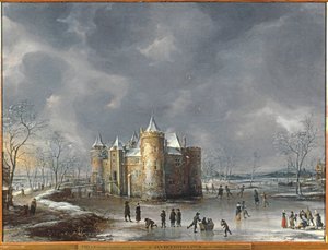 Zamek w Muiden zimą autorstwa Jan Abrahamsz. Beerstraten