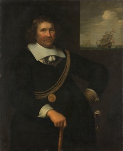 Portret Jana Cornelisza Meppela, admirała porucznika Holandii i Fryzji Zachodniej autorstwa Jan Albertsz. Rotius