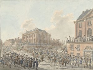 Przybycie do Amsterdamu Ludwika Napoleona 20 kwietnia 1808 r. autorstwa Jan Anthonie Langendijk Dzn (signed by artist)