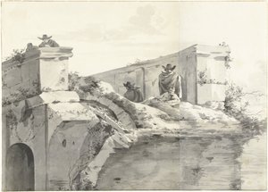 Widok na krawędź Ponte Rotto w Rzymie autorstwa Jan Asselijn (copy after)