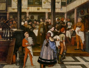 Frans Floris na bankiecie cechu św. Łukasza (olej na płótnie)
