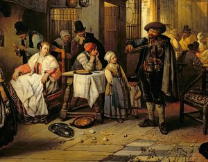 Wnętrze karczmy z niewidomym skrzypkiem, 1844 (panel) (detal z 76798)