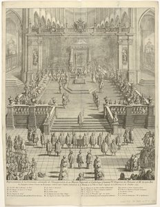Przybywa van keizer Karel VI als graaf van Vlaanderen te Gent, 1717 Reprezentacja uroczystej ceremonii Inauguracji Jego Cesarskiej i Katolickiej Mości Karola VI. Cesarz Rzymian i III król Hiszpanii jako hrabia Flandii autorstwa Jan Baptist Berterham