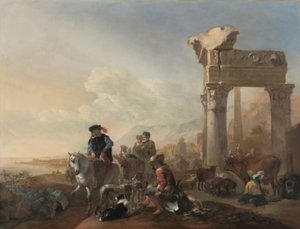 Jan Baptysta Weenix / "Myśliwi w pobliżu ruin", 1648 r. autorstwa Jan Baptist Weenix