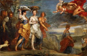 Merkury spotyka Herse - Merkury spotyka Herse - Jan Boeckhorst (1604-1668). olej na płótnie