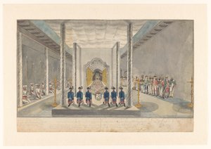 Delegacja VOC na audiencji z królem Kandy, Sri Rajadi Raja Sinha autorstwa Jan Brandes