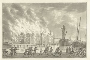 Pożar na ziemiach Zeemagazijn, 1791 autorstwa Jan Bulthuis (signed by artist)