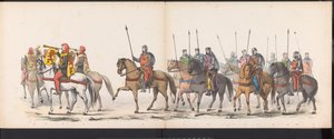 Maskarada uczniów Leiden, 1865 (tablica 1) Procesja w kostiumach zorganizowana przez członków korpusu studenckiego w Leiden w dniu 6 czerwca 1865 r. z okazji 290. rocznicy Leidsche Hoogeschool, przedstawiająca: wjazd Holendrów do autorstwa Jan Daniël Cornelis Carel Willem baron de Constant Rebecque