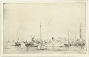 Widok na rzekę z wieżą kościelną autorstwa Jan Daniël Cornelis Carel Willem baron de Constant Rebecque