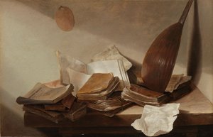 Martwa natura z książkami, 1625-30