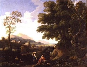 Klasyczny krajobraz z postaciami autorstwa Jan Frans van Bloemen