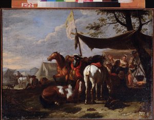 „Grupa jeźdźców w obozie” (obóz kawalerii) Obraz Jana Fransa van Bloemena (1662-1749) XVIII-wieczne Muzeum Sztuki Dalekiego Wschodu, Chabarowsk Rosja autorstwa Jan Frans van Bloemen