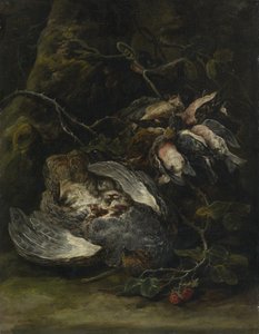 Kuropatwa i małe ptaki łowne, 1650. autorstwa Jan Fyt