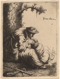 Żebraczka uciekająca przed chłopcem, 1632.