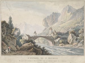 Widok na most w Saint Maurice w Szwajcarii L