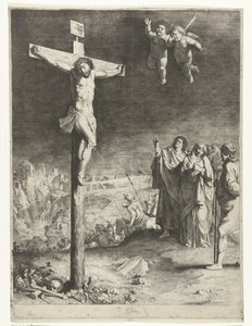 Chrystus na krzyżu z rozpaczającą Maryją i Janem