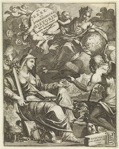 Alegoria Kościoła i Historii Świata Strona tytułowa dla Willema Goeree, De kerklyke en Weereldlyke historien. 1729 Kościół i historia świata uyt d