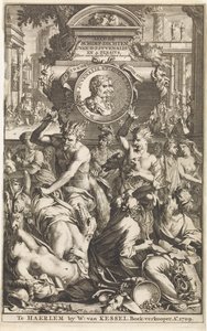 Bachanalia w Rzymie Titelpagina voor Decius Junius Juvenalis en Aulus Persius Flaccus, Alle de schimpdichten, 1709 Alle de schimpdichten D.J.Jvenalis en A. Persivs door verschyde dichters berymt (tytuł obiektu)