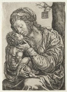 Dziewica siedząca u stóp drzewa, 1522. autorstwa Jan Gossaert