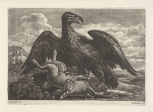 Orzeł stoi na zająca autorstwa Jan Griffier (I) (attributed to workshop of)