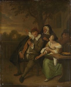 Człowiek ze skrzypcami w złym towarzystwie autorstwa Jan Havicksz. Steen (copy after)