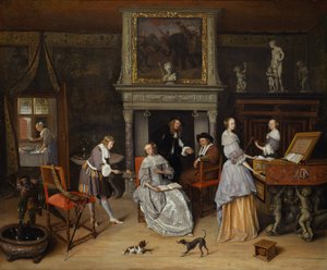 Fantazyjne wnętrze z Janem Steenem i rodziną Gerrita Schoutena, ok. 1659-60 (olej na płótnie) autorstwa Jan Havicksz. Steen