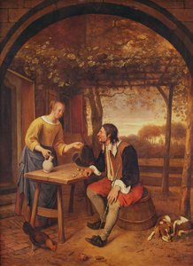 Odpoczynek podróżnika (olej) autorstwa Jan Havickszoon Steen